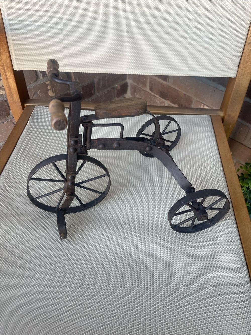 Source Unknown Iron Tricycle Décor in Black and Wood Tones